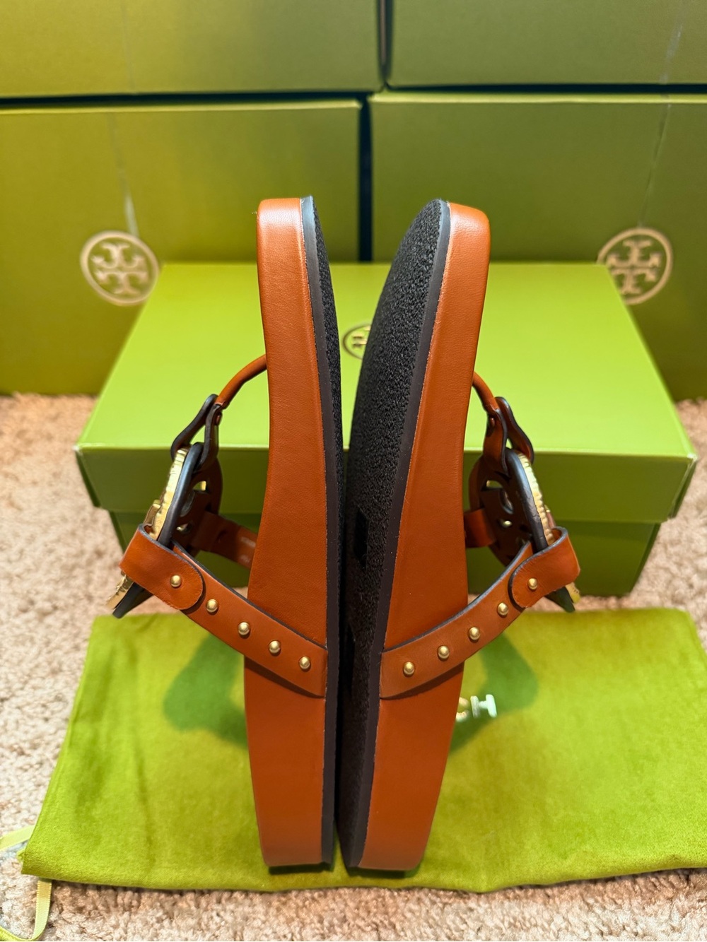 Tory Burch Miller Cloud Vintage Sandals with Gold Medallion - Picture 5 of 7